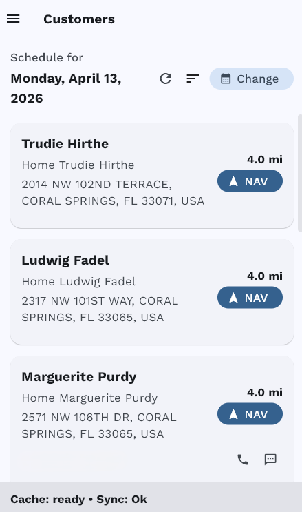 Pool Billing Software field app automated daily route view